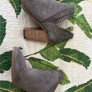Vince Camuto Gray Ankle Booties with Chunky Heel